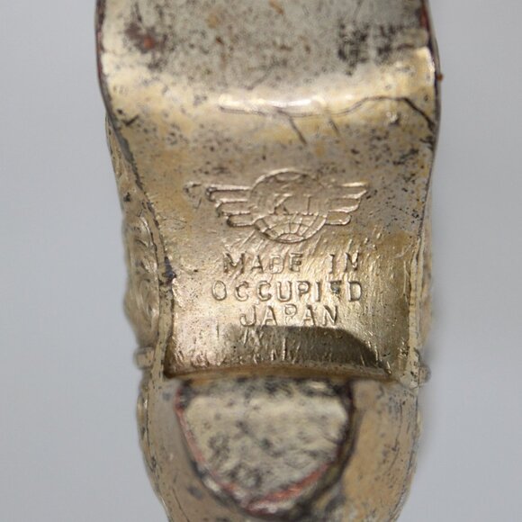 Vintage K.I Silver/Bronze Ornate Cowboy Boot 2 5/8" Tall Made In Occupied Japan - Picture 8 of 9